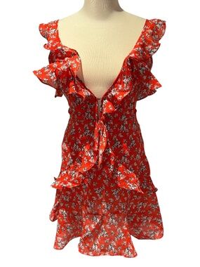 CHELSEA (from Honey) red floral ruffle mini dress - size small